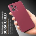Back Cover for Mi Redmi 12 4G | Ultra Slim Soft Rubberised Case | Inner Velvet Fabric Lining | Matte Silicone Flexible Mobile Case | Camera Protection - Maroon Wine Red - Image 4