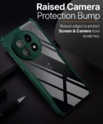 kelpuj Shock Proof Clear Protective Back Case for 1+ OnePlus 13R 5G - AirEDGE Technology | 360 Degree Camera Protection | Transparent Hybrid Back Case Mobile Cover - Green - Image 8