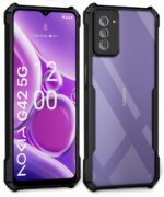 Shock Proof Clear Protective Back Case for Nokia G42 5G - AirEDGE Technology | 360 Degree Camera Protection | Transparent Hybrid Back Case Mobile Cover - Black - Image 2