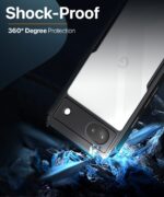 Poly Carbonate + TPU Shock Proof Clear Protective Back Case for Google Pixel 6A - Airedge Technology | 360 Degree Camera Protection | Transparent Hybrid Back Case Mobile Cover - Black - Image 3