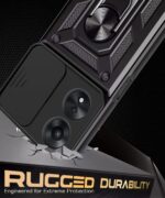 kelpuj Tough Armor Bumper Mobile Back Case for Oppo A78 5G | Sliding Camera Shield Cover | Shock Proof 360? Protection | Hybrid PC + TPU | Ring Holder with Kickstand  Black - Image 6
