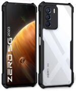 kelpuj TPU+PC Shock Proof Clear Protective Back Case for Infinix Zero 5G 2023 - Airedge Technology | 360 Degree Camera Protection | Transparent Hybrid Back Case Mobile Cover - Black - Image 2