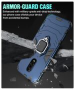 kelpuj Shock Proof Back Case Mobile Cover for Oneplus 7 | 6T (Armor | Hybrid PC + TPU | Full Protection with Ring Holder Kickstand | Blue - Image 6