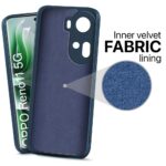 Back Cover for Oppo Reno 11 5G | Ultra Slim Soft Rubberised Case | Inner Velvet Fabric Lining | Matte Silicone Flexible Mobile Case | Camera Protection - Blue - Image 4