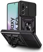 Tough Armor Bumper Mobile Back Case for Samsung Galaxy M56 5G | Galaxy F56 5G | Sliding Camera Cover | Shockproof 360? Protection | Hybrid PC + TPU | Ring Holder with Kickstand ? Black - Image 2