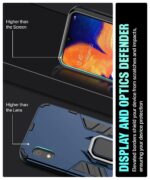 Shock Proof Back Case Mobile Cover for Samsung Galaxy A10 (Armor | Hybrid PC + TPU | Full Protection with Ring Holder Kickstand | Carbon Blue) - Image 8
