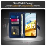Shock Proof Flip Cover Back Case for Xiaomi Poco M5 | Magnetic Wallet Leather Case with Stand - Image 3