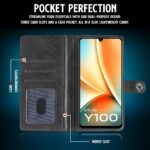 Shock Proof Flip Cover Back Case for Vivo Y100 5G | Magnetic Wallet Leather Case with Stand - Image 4
