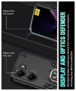 Shock Proof Back Case Mobile Cover for Poco X7 Pro 5G | Bumper Back Cover Case (Tough Armor | Hybrid PC + TPU | Full Protection with Ring Holder & in-Built Kickstand | Black) - Image 8