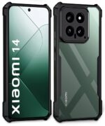 Shock Proof Clear Protective Back Case for Xiaomi 14 - AirEDGE Technology | 360 Degree Camera Protection | Transparent Hybrid Back Case Mobile Cover - Black - Image 2
