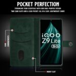 Shock Proof Flip Cover Back Case for Iqoo Z9 Lite | Magnetic Wallet Leather Case with Stand - Image 4