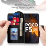Shock Proof Flip Cover Back Case for Poco F5 5G | Magnetic Wallet Leather Case with Stand - Image 3