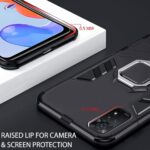 Polycarbonate, Metal Tough Armor Bumper Back Case Cover | Ring Holder & Kickstand in-Built | Excellent 360 Degree Protection for Redmi Note 11 Pro, Note 11 Pro + Plus (Carbon Black) - Image 2