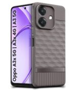 Back Cover for Oppo A3x 5G | A3x 4G | A3 5G with Hexa Cube Design | Ultra Slim Soft Rubberised Case | Inner Velvet Fabric | Matte Silicone Flexible Mobile Case | Camera Protection - Grey - Image 4