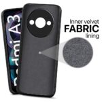Back Cover for Mi Redmi A3 | Redmi A3X | Poco C61 | Ultra Slim Soft Rubberised Case | Inner Velvet Fabric Lining | Matte Silicone Flexible Mobile Case | Camera Protection - Black - Image 4