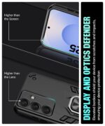 Shock Proof Back Case Mobile Cover for Samsung Galaxy S25 5G | Back Cover Case (Tough Armor | Hybrid PC + TPU | Ring Holder & inBuilt Kickstand | Black) - Image 8