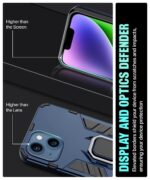 Shock Proof Back Case Mobile Cover for Apple iPhone 14 | Back Cover Case (Tough Armor | Hybrid PC + TPU | Ring Holder & in-Built Kickstand | Blue) - Image 8