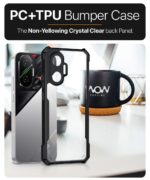 Shock Proof Clear Protective Back Case for Poco F7 5G - AirEDGE Technology | 360 Degree Camera Protection | Transparent Hybrid Back Case Mobile Cover - Black - Image 4