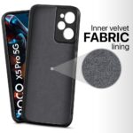 Ultra Slim Soft Rubberised Back Cover Case for Poco X5 Pro 5G | Inner Velvet Fabric Lining | Matte Silicone Flexible Camera Protection Back Cover ? Black - Image 2