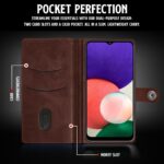 Shock Proof Flip Cover Back Case for Samsung Galaxy A22 5G | Magnetic Wallet Leather Case with Stand - Image 4