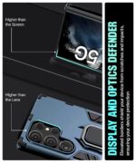Shock Proof Back Case Mobile Cover for Samsung Galaxy S22 Ultra 5G | Back Cover Case (Tough Armor | Hybrid PC + TPU | Ring Holder & in-Built Kickstand | Blue) - Image 5