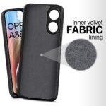 Slim Ultra Soft Rubberised Back Cover for Oppo A38 | Oppo A18 | Inner Velvet Micro Fibre Fabric Lining | Matte Silicone Flexible Camera Protection Back Case - Black - Image 2