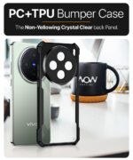 Shock Proof Clear Protective Back Case for Vivo X200 5G - AirEDGE Technology | 360 Degree Camera Protection | Transparent Hybrid Back Case Mobile Cover - Black - Image 4