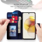 Shock Proof Flip Cover Back Case for Motorola Moto G73 5G | Magnetic Wallet Leather Case with Stand - Image 4