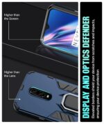 kelpuj Shock Proof Back Case Mobile Cover for Oneplus 7 | 6T (Armor | Hybrid PC + TPU | Full Protection with Ring Holder Kickstand | Blue - Image 8