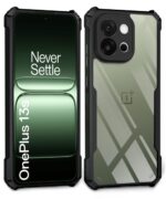 kelpuj Shock Proof Clear Protective Back Case for 1+ OnePlus 13s 5G - AirEDGE Technology | 360 Degree Camera Protection | Transparent Hybrid Back Case Mobile Cover - Black - Image 2