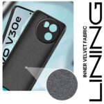 Back Cover for Vivo V30e 5G | Ultra Slim Soft Rubberised Case | Inner Velvet Fabric Lining | Matte Silicone Flexible Mobile Case | Camera Protection - Black - Image 3