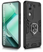 Shock Proof Back Case Mobile Cover for iQOO Z9s 5G | Vivo V40e 5G | Back Cover Case (Tough Armor | Hybrid PC + TPU | Ring Holder & in-Built Kickstand | Black) - Image 3