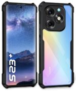 Shock Proof Clear Protective Back Case for Itel S23 Plus - AirEDGE Technology | 360 Degree Camera Protection | Transparent Hybrid Back Case Mobile Cover - Black - Image 2