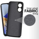 kelpuj Slim Ultra Soft Rubberised Back Cover for Oppo A17 | Inner Velvet Fabric Lining | Matte Silicone Flexible Camera Protection Back Case  Black - Image 2