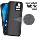 Ultra Slim Soft Rubberised Back Cover Case for Redmi 10 Prime | Inner Velvet Fabric Lining | Matte Silicone Flexible Camera Protection Back Case - Black - Image 2