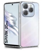 Crystal Clear Transparent Back Cover Case Compatible with Tecno Spark 20 Pro Shockproof Flexible TPU Silicone Case with Full Body & Camera Protection Transparent