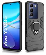 Shock Proof Back Case Mobile Cover for Vivo Y200e 5G | Vivo T3 5G | Back Cover Case (Tough Armor | Hybrid PC + TPU | Ring Holder & in-Built Kickstand | Black) - Image 4