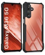 Shock Proof Clear Protective Back Case for Samsung Galaxy M36 5G | Samsung Galaxy F36 5G- AirEDGE Technology | 360 Degree Camera Protection | Transparent Hybrid Mobile Cover - Black - Image 2