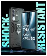 Shock Proof Back Case Mobile Cover for Vivo T4X 5G | IQOO Z10X 5G | Back Cover Case (Tough Armor | Hybrid PC + TPU | Ring Holder & in-Built Kickstand | Black) - Image 4