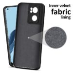 Ultra Slim Soft Rubberised Back Cover Case for Oppo Reno 7 5G | Inner Velvet Fabric Lining | Matte Silicone Flexible Camera Protection Back Cover - Black - Image 2