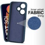 Slim Ultra Soft Rubberised Back Cover for Infinix Hot 30i 4G | Inner Velvet Fabric Lining | Matte Silicone Flexible Camera Protection Back Case - Blue - Image 2