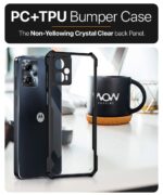 kelpuj Shock Proof Clear Protective Back Case for Motorola Moto G13 - AirEDGE Technology | 360 Degree Camera Protection | Transparent Hybrid Back Case Mobile Cover - Black - Image 6