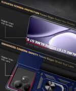 kelpuj Tough Armor Bumper Mobile Back Case for Realme GT 6T 5G | Realme GT 6 | Sliding Camera Shield Cover | Shock Proof 360? Protection | Hybrid PC + TPU | Ring Holder with Kickstand  Blue - Image 8