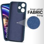 Back Cover for Mi Redmi 12 5G | Poco M6 Pro 5G | Ultra Slim Soft Rubberised Case | Inner Velvet Fabric Lining | Matte Silicone Flexible Mobile Case | Camera Protection - Blue - Image 2