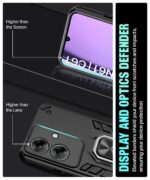 Shock Proof Back Case Mobile Cover for Realme Narzo N61 | Realme C61 (Tough Armor | Hybrid PC + TPU | Full Protection with Ring Holder & in-Built Kickstand | Black) - Image 5