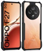 Shock Proof Clear Protective Back Case for Oppo F27 5G - AirEDGE Technology | 360 Degree Camera Protection | Transparent Hybrid Back Case Mobile Cover - Black - Image 3