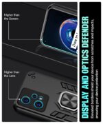 kelpuj Shock Proof Back Case Mobile Cover for Realme 9 Pro 5G | Bumper Back Cover Case (Tough Armor | Hybrid PC + TPU | Full Protection with Ring Holder & in-Built Kickstand | Black) - Image 8