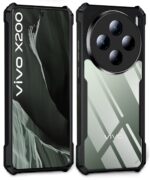 Shock Proof Clear Protective Back Case for Vivo X200 5G - AirEDGE Technology | 360 Degree Camera Protection | Transparent Hybrid Back Case Mobile Cover - Black - Image 2