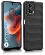 Ultimate Silicon Back Cover Case for Motorola Moto G34 5G | Moto G45 5G | Military Grade Drop Protection Shockproof Bumper | Anti-Slip Grip | Scratch Proof Micro-Fibre Cloth (Pitch Black) - Image 4