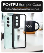 kelpuj Shock Proof Clear Protective Polycarbonate Back Case for Oneplus Nord Ce 4 5G - Airedge Technology | 360 Degree Camera Protection | Transparent Hybrid Back Case Mobile Cover - Black - Image 8